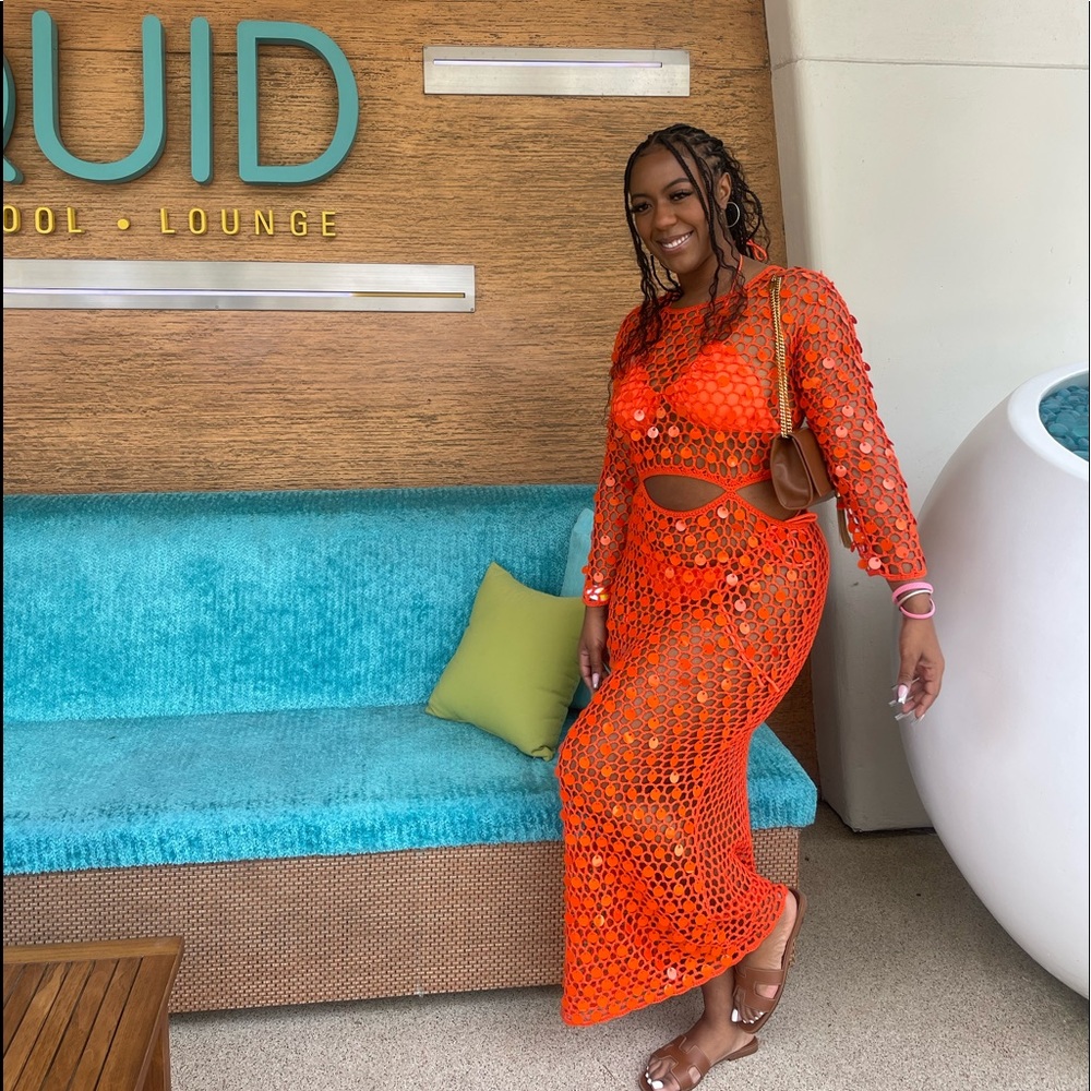 Crochet and sequin dress